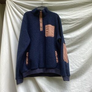 Lands' End Navy and Tan Men's Sweater, size large